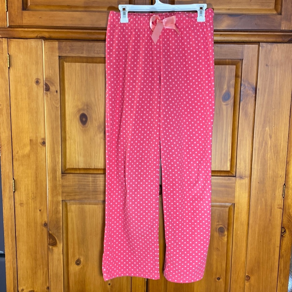 Lands’ End Girls Pink Polka Dot Pajama Pants